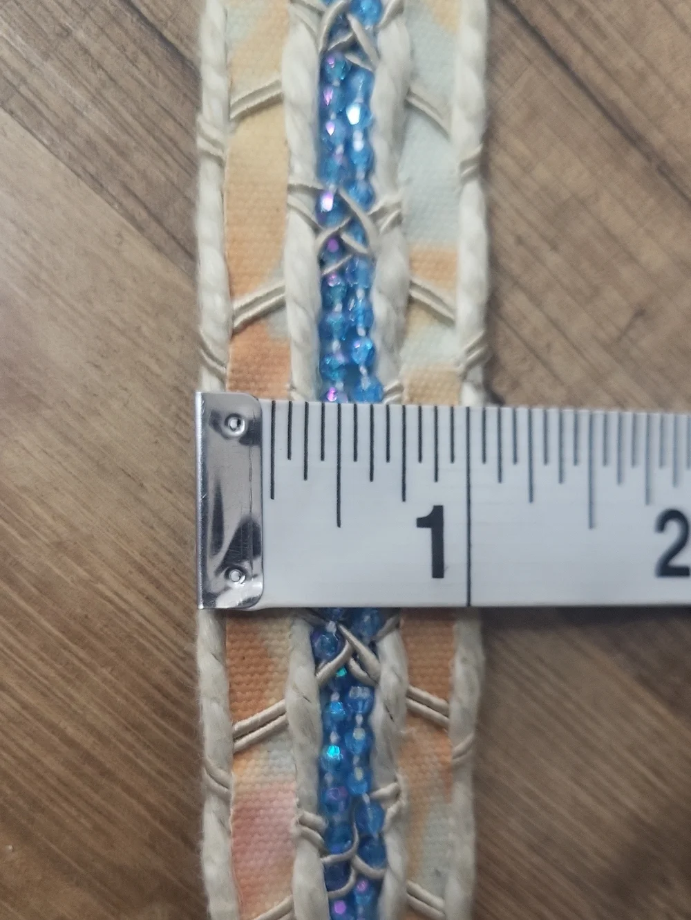 ELITE ACCESSORIES  Blue Peach Off-White Beaded Buckle / Belt